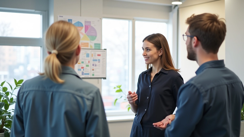 Workspace showing multiple journey map iterations pinned on a wall with design team members reviewing and annotating them